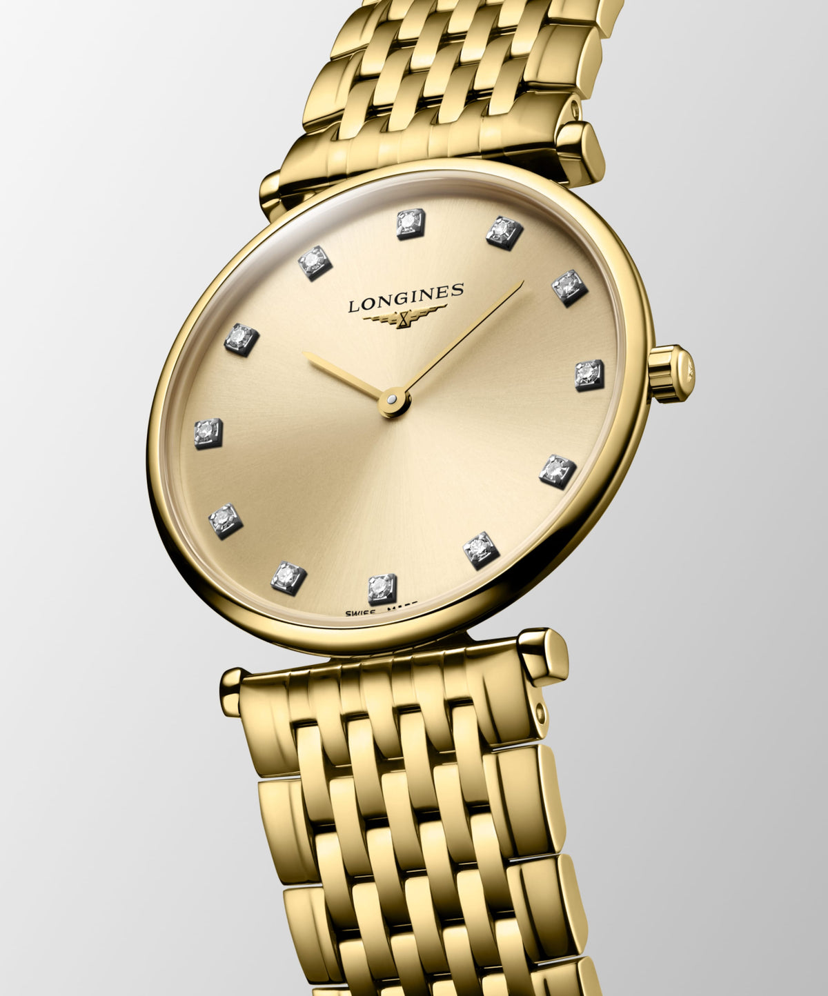 La Grande Classique De Longines 29.00 mm Gilt Yellow PVD coating L4512237E L4.512.2.37.E front and side view