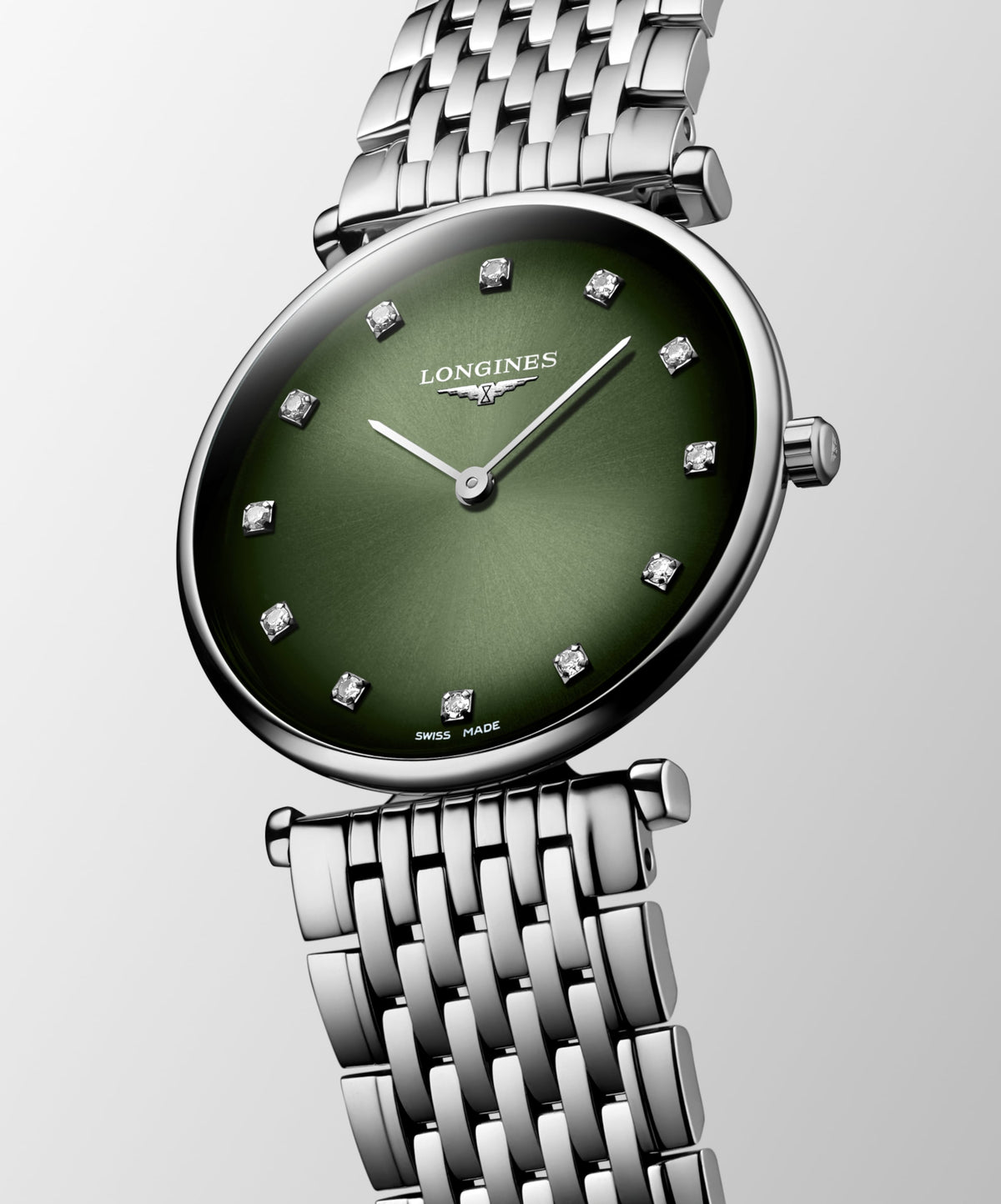 La Grande Classique De Longines 29.00 mm Green Stainless steel L4512492C L4.512.4.92.C front and side view
