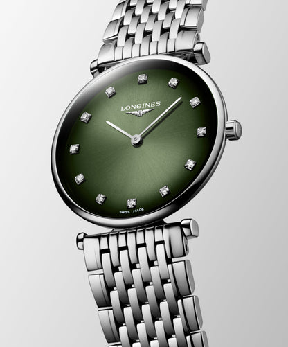 La Grande Classique De Longines 29.00 mm Green Stainless steel L4512492C L4.512.4.92.C front and side view