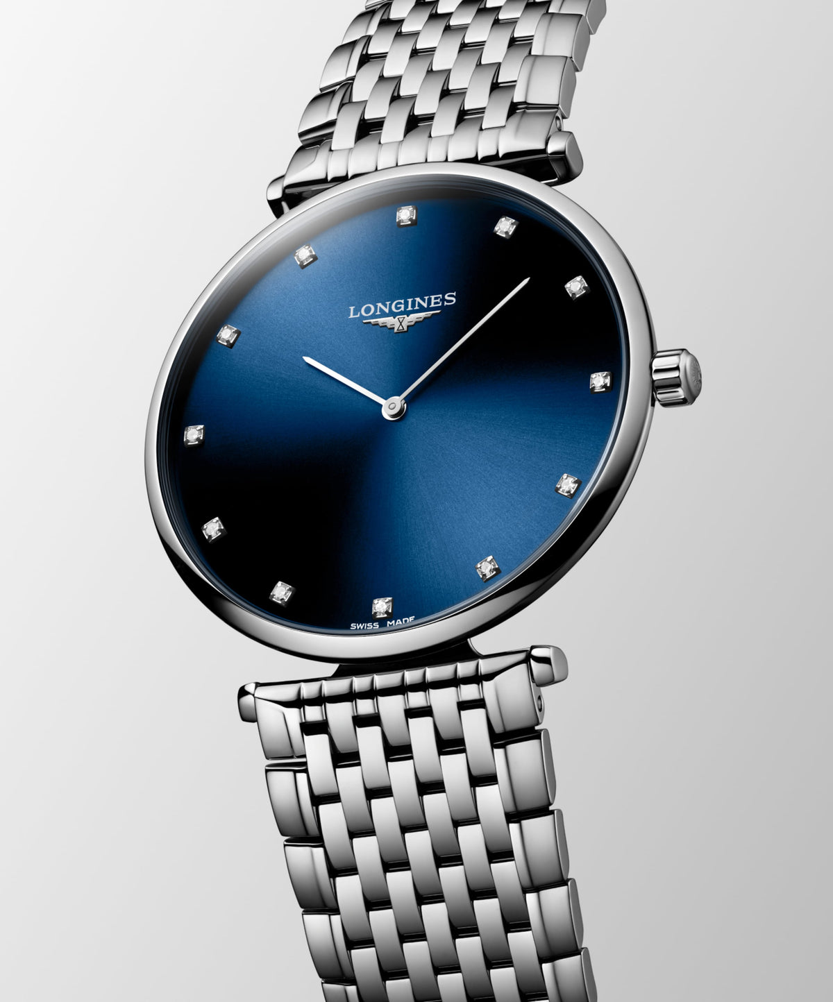 La Grande Classique De Longines 38.00 mm Sunray blue Stainless steel L4866497C L4.866.4.97.C front and side view