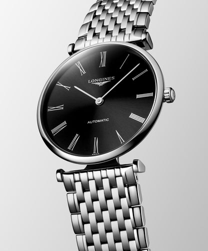 La Grande Classique De Longines 36.00 mm Sunray black Stainless steel L49084516 L4.908.4.51.6 front and side view