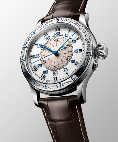 Lindbergh Hour Angle Watch 47.50 mm White lacquered polished Stainless steel L26784110 L2.678.4.11.0 front and side view