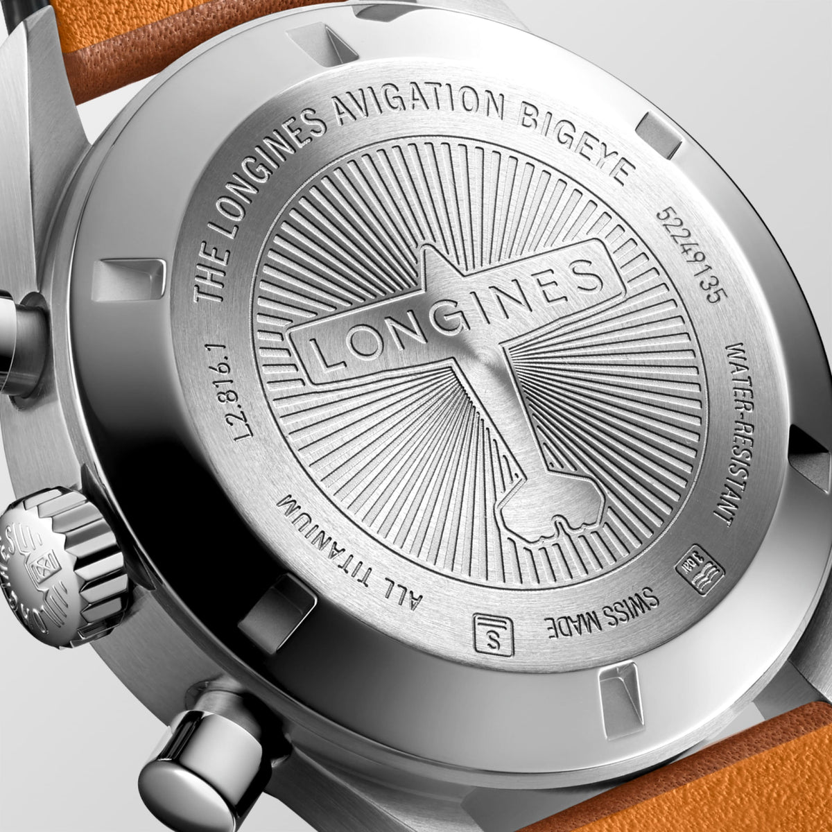 Longines Avigation Bigeye 41.00 mm Petroleum Titanium L28161932 L2.816.1.93.2 front and side view