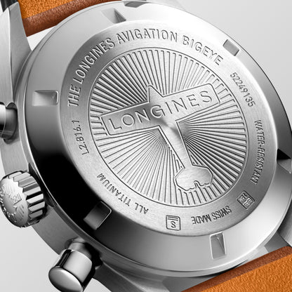 Longines Avigation Bigeye 41.00 mm Petroleum Titanium L28161932 L2.816.1.93.2 front and side view