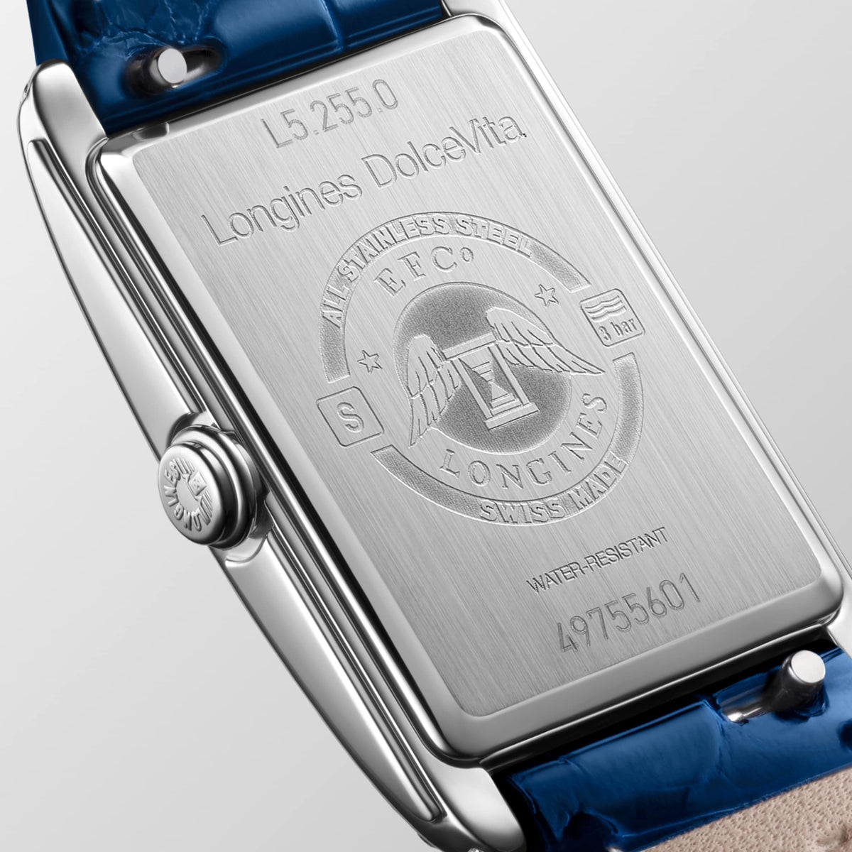 Longines Dolcevita 20.80 X 32.00 mm Silver "flinqué" Stainless steel L52550717 L5.255.0.71.7 front and side view