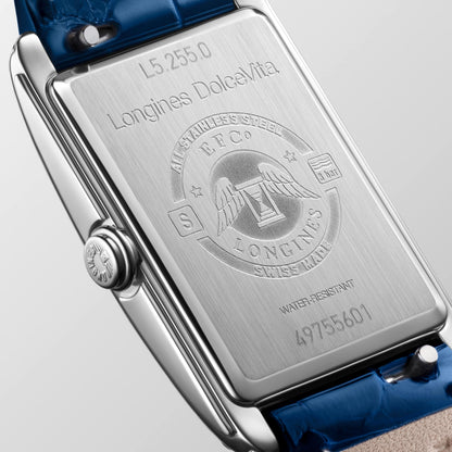 Longines Dolcevita 20.80 X 32.00 mm Silver "flinqué" Stainless steel L52550717 L5.255.0.71.7 front and side view