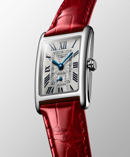 Longines Dolcevita 20.80 X 32.00 mm Silver "flinqué" Stainless steel L52554715 L5.255.4.71.5 front and side view