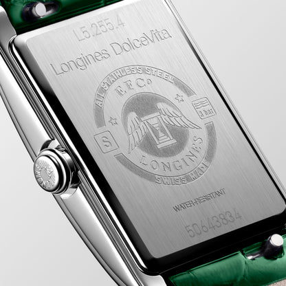 Longines Dolcevita 20.80 X 32.00 mm Silver "flinqué" Stainless steel L5255471A L5.255.4.71.A front and side view