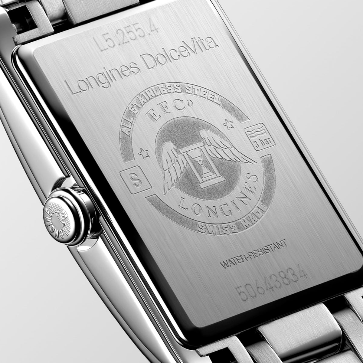 Longines Dolcevita 20.80 X 32.00 mm White Stainless steel L52554756 L5.255.4.75.6 front and side view