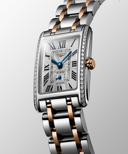 Longines Dolcevita 20.80 X 32.00 mm Silver "flinqué" Stainless steel with rose gold 18 carats crown L52555797 L5.255.5.79.7 back view