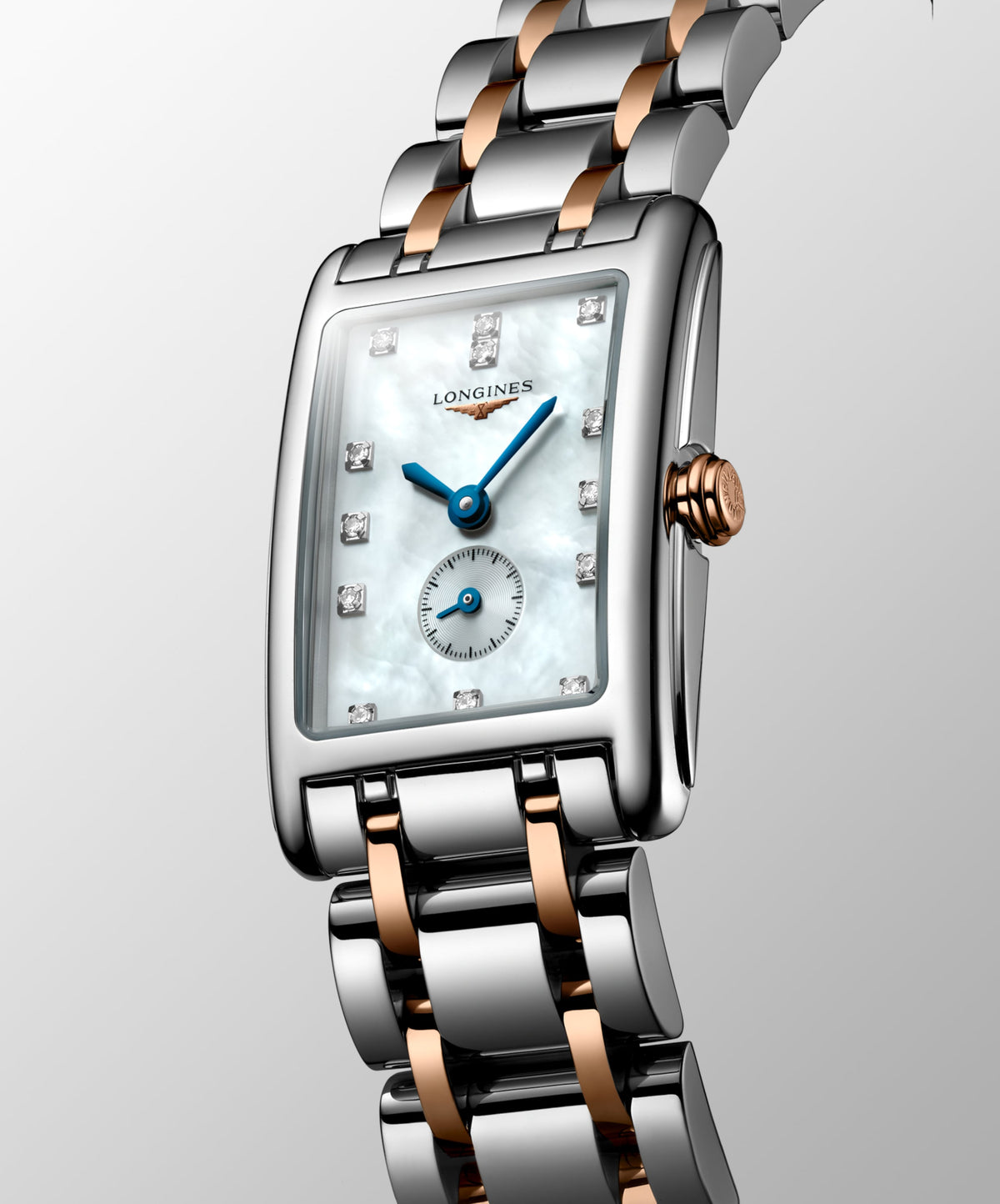 Longines Dolcevita 20.80 X 32.00 mm White mother-of-pearl Stainless steel with rose gold 18 carats crown L52555877 L5.255.5.87.7 back view