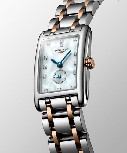 Longines Dolcevita 20.80 X 32.00 mm White mother-of-pearl Stainless steel with rose gold 18 carats crown L52555877 L5.255.5.87.7 back view