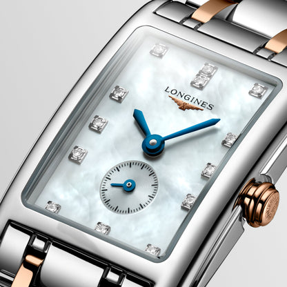 Longines Dolcevita 20.80 X 32.00 mm White mother-of-pearl Stainless steel with rose gold 18 carats crown L52555877 L5.255.5.87.7 detailed view