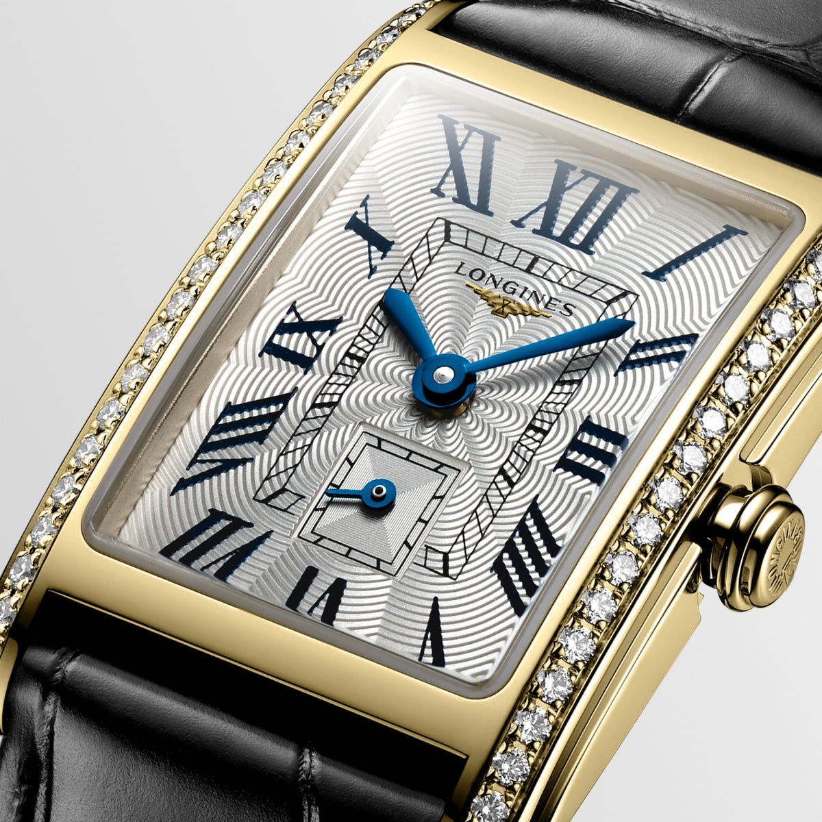 Longines Dolcevita 20.50 X 32.00 mm Silver "flinqué" 18 karat yellow gold L52557710 L5.255.7.71.0 detailed view