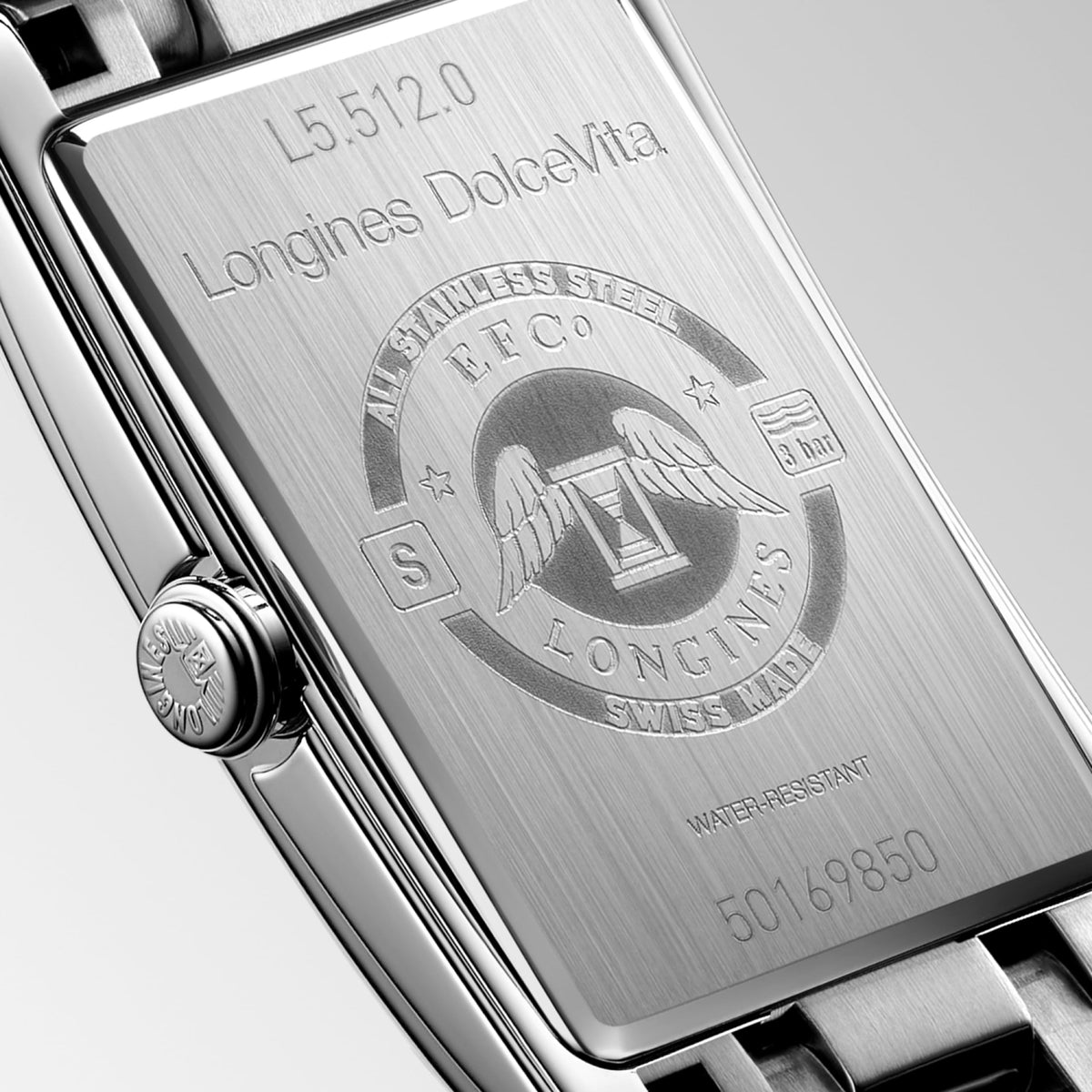 Longines Dolcevita 23.30 X 37.00 mm Silver "flinqué" Stainless steel L55120716 L5.512.0.71.6 back view