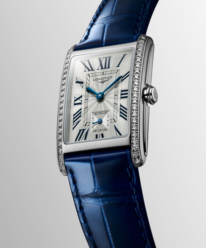 Longines Dolcevita 23.30 X 37.00 mm Silver "flinqué" Stainless steel L55120717 L5.512.0.71.7 front and side view