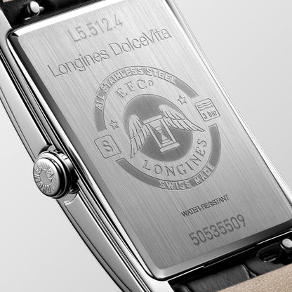 Longines Dolcevita 23.30 X 37.00 mm Silver "flinqué" Stainless steel L55124710 L5.512.4.71.0 front and side view