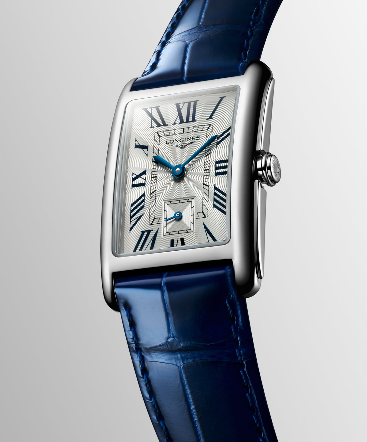 Longines Dolcevita 23.30 X 37.00 mm Silver "flinqué" Stainless steel L55124717 L5.512.4.71.7 front and side view