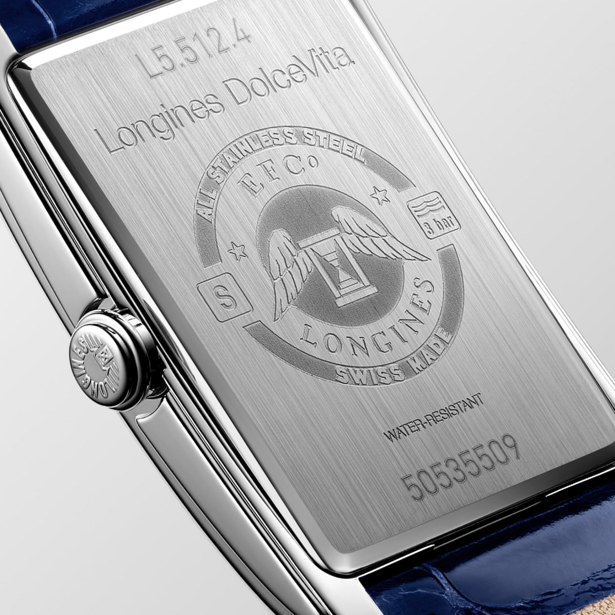 Longines Dolcevita 23.30 X 37.00 mm Silver "flinqué" Stainless steel L55124717 L5.512.4.71.7 back view