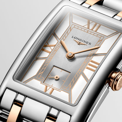 Longines Dolcevita 23.30 X 37.00 mm White Stainless steel with rose gold 18 carats crown L55125757 L5.512.5.75.7 detailed view