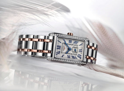 Longines Dolcevita 23.30 X 37.00 mm Silver "flinqué" Stainless steel with rose gold 18 carats crown L55125797 L5.512.5.79.7 back view