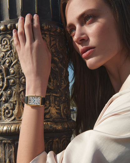 Longines Dolcevita 23.00 X 37.00 mm Silver "flinqué" 18 karat yellow gold L55126710 L5.512.6.71.0 back view