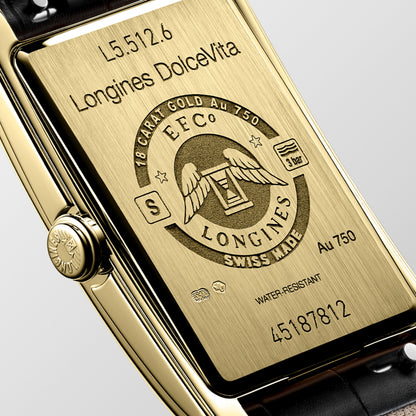 Longines Dolcevita 23.00 X 37.00 mm Silver "flinqué" 18 karat yellow gold L55126710 L5.512.6.71.0 front and side view