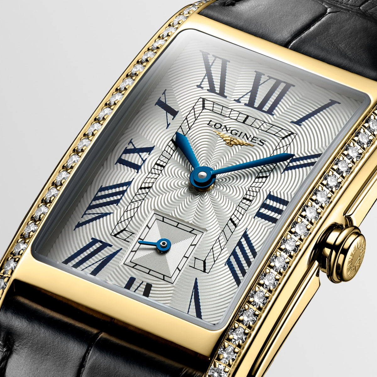 Longines Dolcevita 23.00 X 37.00 mm Silver "flinqué" 18 karat yellow gold L55127710 L5.512.7.71.0 detailed view