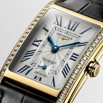 Longines Dolcevita 23.00 X 37.00 mm Silver "flinqué" 18 karat yellow gold L55127710 L5.512.7.71.0 detailed view