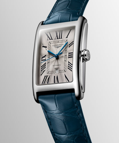 Longines Dolcevita 28.20 X 47.00 mm Silver "flinqué" Stainless steel L57674719 L5.767.4.71.9 front and side view