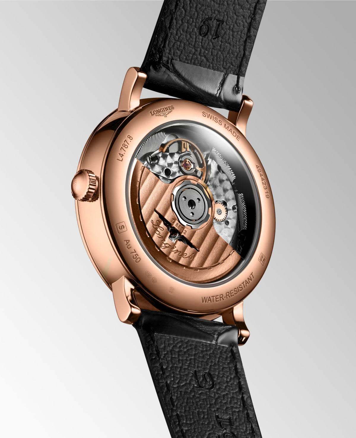 Longines Elegant Collection 37.00 mm White matt Rose gold 18 carats L47878124 L4.787.8.12.4 front and side view