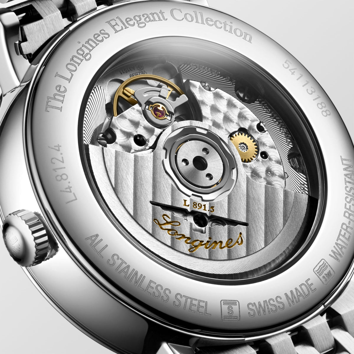 Longines Elegant Collection 39.00 mm White matt Stainless steel L48124116 L4.812.4.11.6 back view