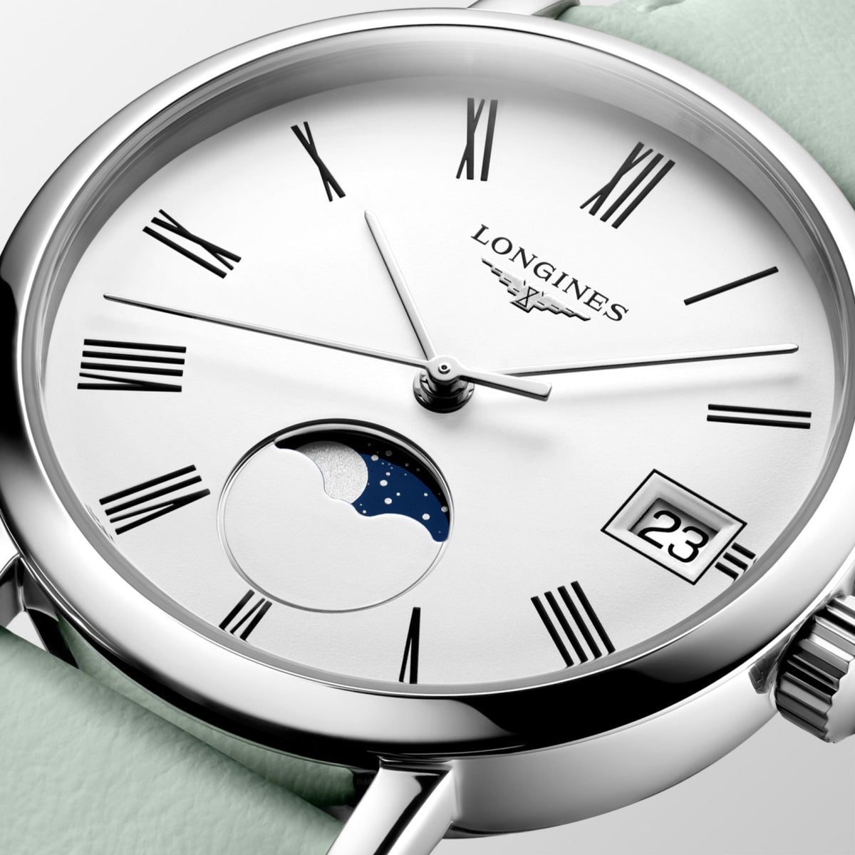 Longines Elegant Collection Moonphase 30.00 mm White matt Stainless steel L43304110 L4.330.4.11.0 detailed view
