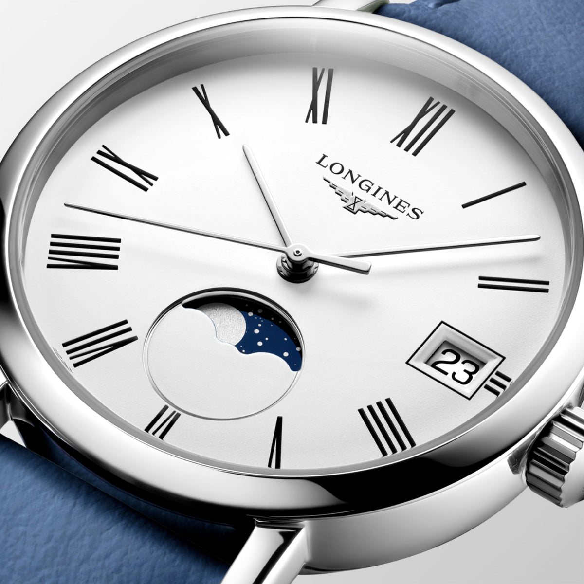 Longines Elegant Collection Moonphase 30.00 mm White matt Stainless steel L43304112 L4.330.4.11.2 detailed view