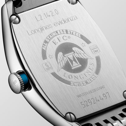 Longines Evidenza 26.00 X 30.60 mm Silver "flinqué" Stainless steel L21420706 L2.142.0.70.6 back view