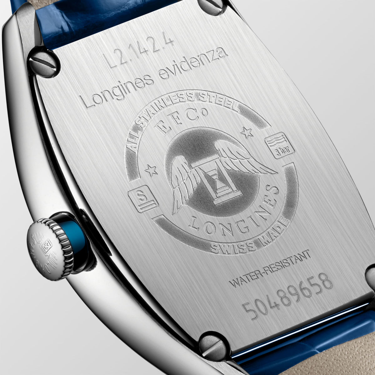 Longines Evidenza 26.00 X 30.60 mm Opaline Ivory Stainless steel L21424702 L2.142.4.70.2 front and side view