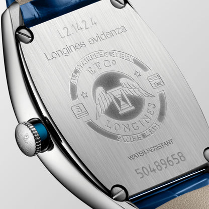 Longines Evidenza 26.00 X 30.60 mm Opaline Ivory Stainless steel L21424702 L2.142.4.70.2 front and side view