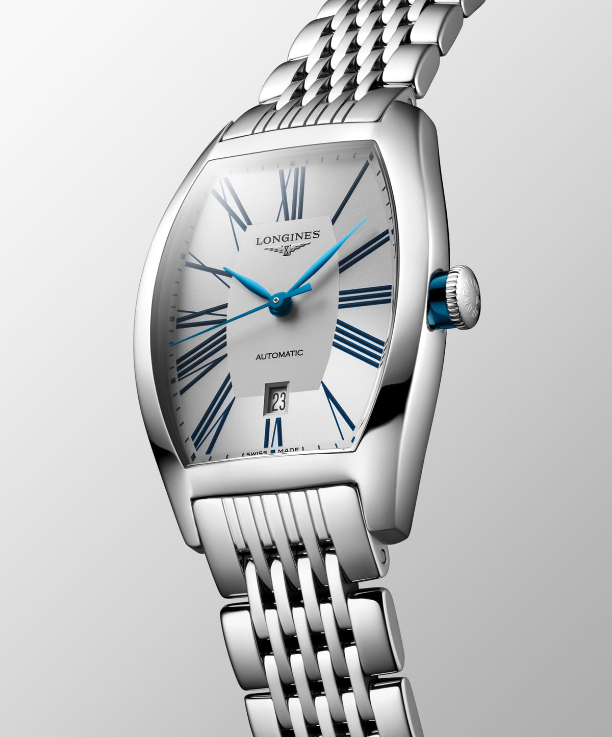 Longines Evidenza 26.00 X 30.60 mm Opaline Ivory Stainless steel L21424706 L2.142.4.70.6 front and side view