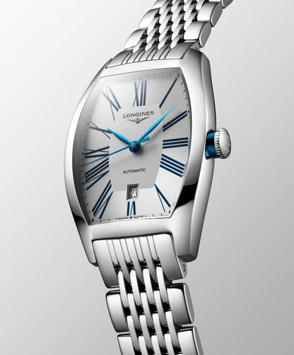 Longines Evidenza 26.00 X 30.60 mm Opaline Ivory Stainless steel L21424706 L2.142.4.70.6 front and side view