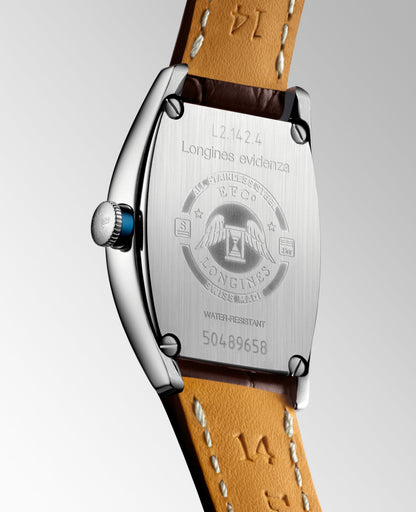 Longines Evidenza 26.00 X 30.60 mm Silver "flinqué" Stainless steel L21424734 L2.142.4.73.4 back view