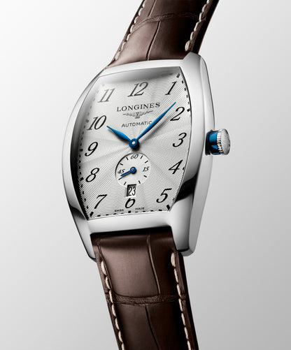 Longines Evidenza 33.10 X 38.75 mm Silver "flinqué" Stainless steel L26424734 L2.642.4.73.4 front and side view