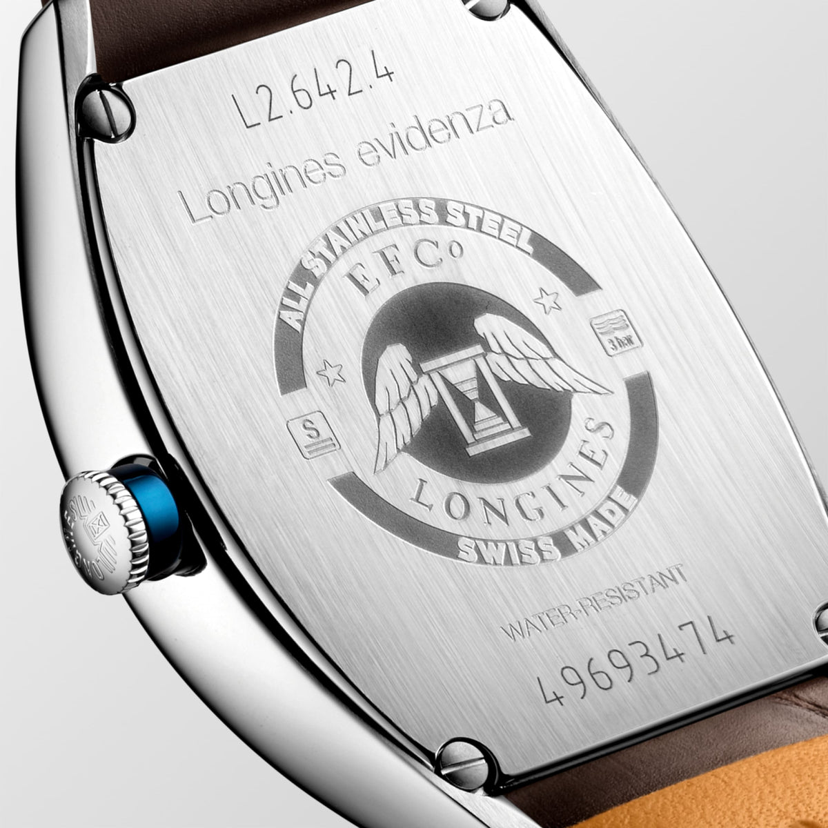 Longines Evidenza 33.10 X 38.75 mm Silver "flinqué" Stainless steel L26424734 L2.642.4.73.4 back view
