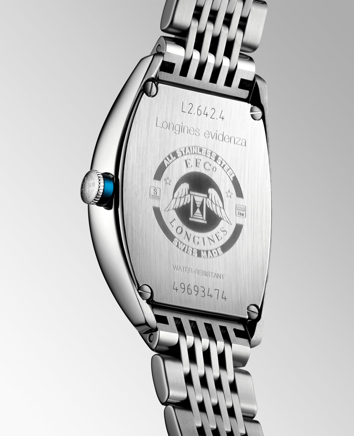 Longines Evidenza 33.10 X 38.75 mm Silver "flinqué" Stainless steel L26424736 L2.642.4.73.6 front and side view