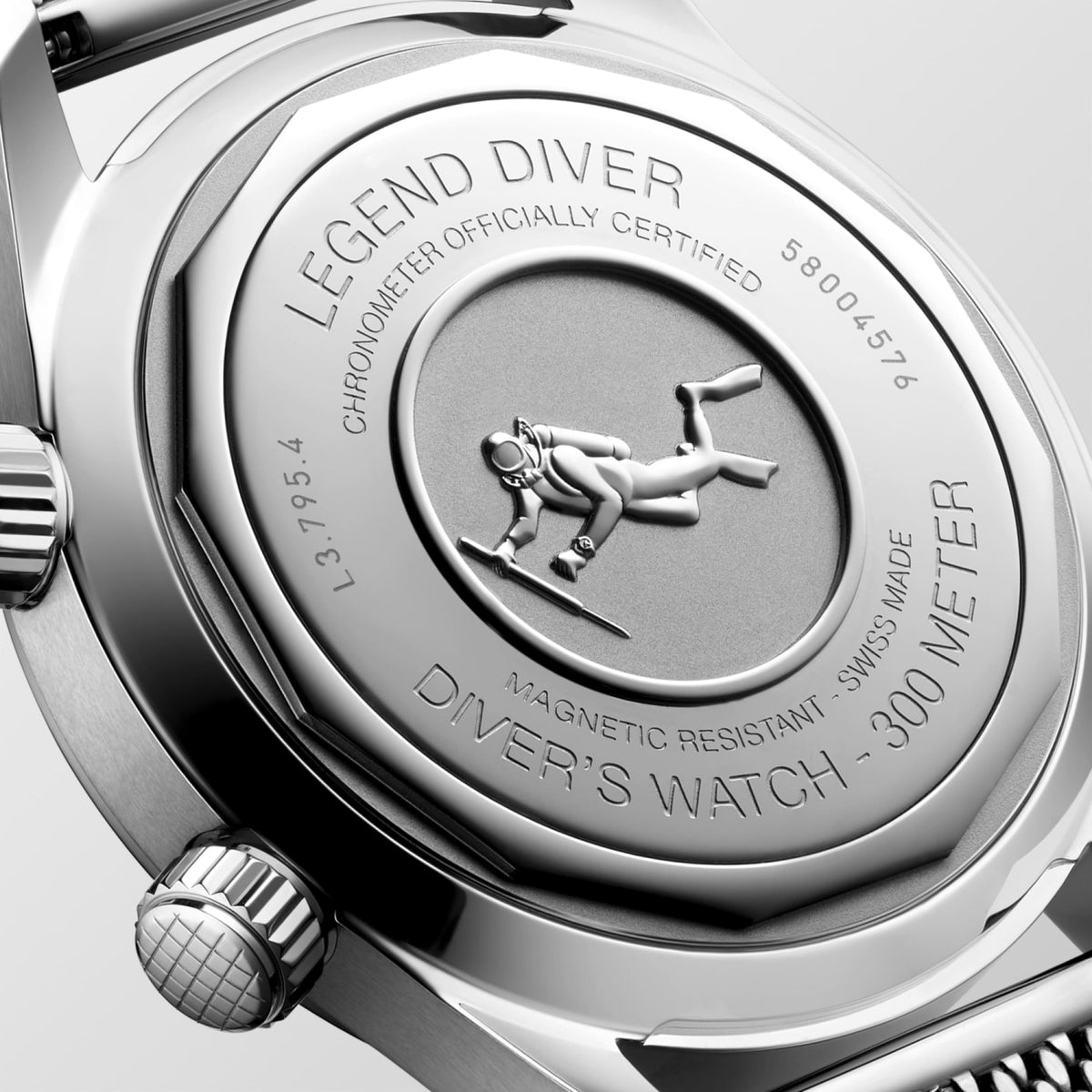 Longines Legend Diver 59 42.00 mm Black grained Stainless steel L37954599 L3.795.4.59.9 front and side view