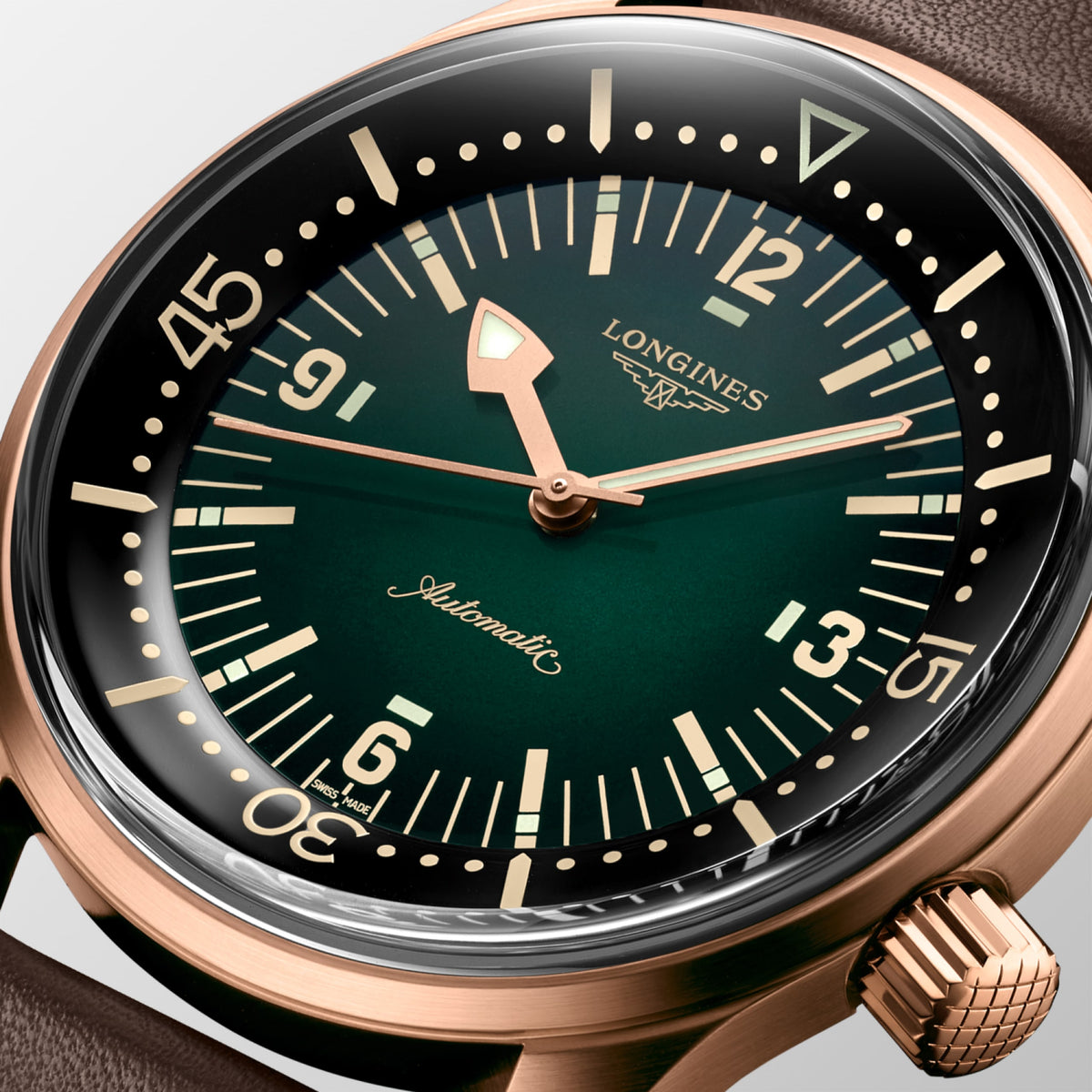 Longines Legend Diver Bronze 42.00 mm Green Bronze with Titanium case back L37741502 L3.774.1.50.2 detailed view