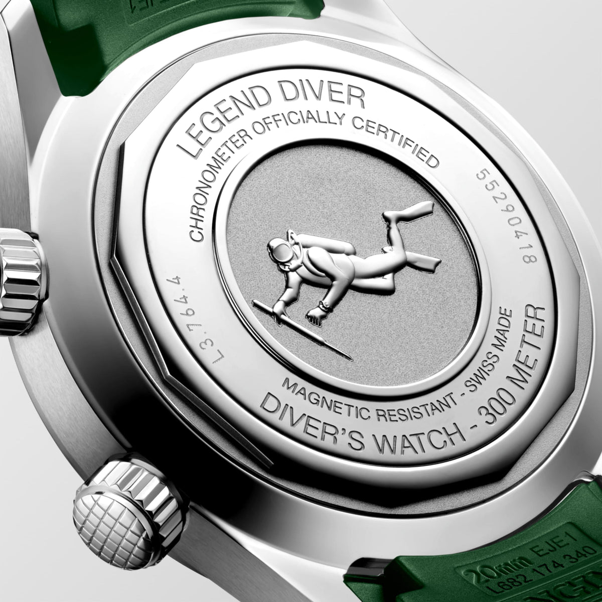 Longines Legend Diver 39.00 mm Green lacquered polished Stainless steel L37644069 L3.764.4.06.9 back view