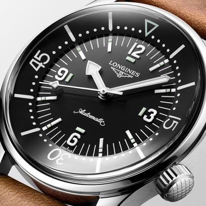 Longines Legend Diver 39.00 mm Black lacquered polished Stainless steel L37644500 L3.764.4.50.0 detailed view
