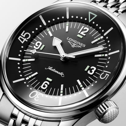 Longines Legend Diver 39.00 mm Black lacquered polished Stainless steel L37644507 L3.764.4.50.7 detailed view