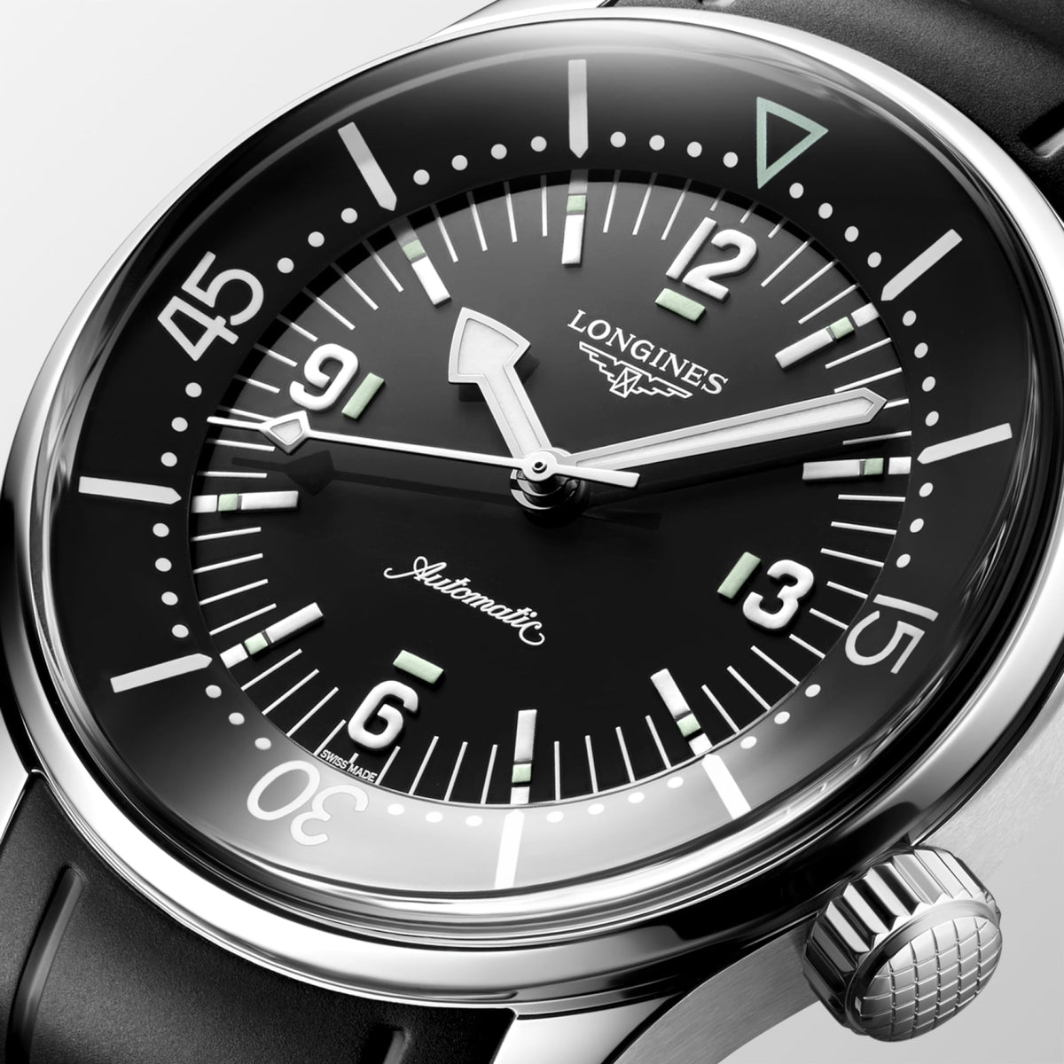Longines Legend Diver 39.00 mm Black lacquered polished Stainless steel L37644509 L3.764.4.50.9 detailed view
