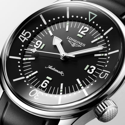 Longines Legend Diver 39.00 mm Black lacquered polished Stainless steel L37644509 L3.764.4.50.9 detailed view